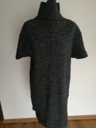 Wełniana Sukienka Wełna Melanż R S M Czarna Ciepła Sweterkowa