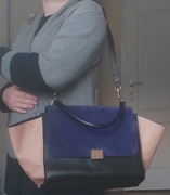 Celine Tricolor Trapeze Bag torebka skórzana vintage skóra naturalna zamsz