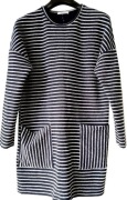 ZARA  zgrabna sukienka tunika S M 36 38 oversize popiel granat bawełna