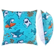 Poszewka 40x40 cm Rekiny Ryby - tył biały - Bawełna