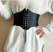 Pasek szeroki pas gorset czarny sznurowany