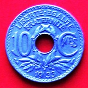 10 Centymów  1933  r  -  Francja    Gałąź oliwna    