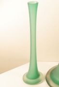 'PRL Piaskowany Miętowy Wazon Flet Huta Krosno wys.32 øg.4,5 ød.8,5