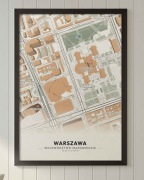 Warszawa plakat mapa miasta A3 w ramie minimalistyczny
