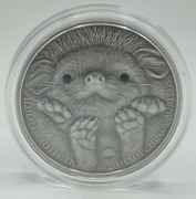 2012 Mongolia 500 Togrog Ochrona Dzikiej Przyrody Long-eared Hedgehog 1 oz