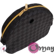 Czarny organizer do Obag MOON LIGHT Pepitka Połysk Złoto 2 kieszenie OMAY