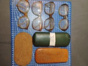 Stare okulary retro etui futerały zestaw PRL 