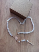 Różaniec dla dziewczynki kwarc różowy kamienie naturalne serduszka