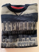 Sweter męski Million X M 164 szary granat paski 100% bawełna młodzieżowy