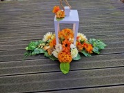 Wiązanka na grób, stroik lampion, żółty orange