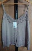 H&M Top Wiskoza piękny Koronka Kolor Mocca Fango Rozmiar L 40