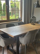 Stół drewniany lity dąb na 2 płozach metalowych