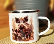 Kubek emaliowany myśliwski – dzik,wilk, zając – idealny na prezent, w teren