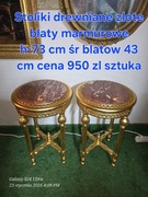 Kwietnik stolik drewniany blat marmur