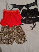 zestaw bielizny pas do pończoch VINTAGE RETRO, prześwitujące szorty 38 M