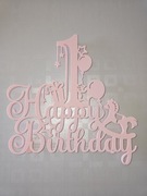 Topper urodzinowy Happy Birthday + dowolna cyfra 0–9. 25 kolorów do wyboru 