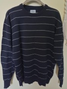 Sweter męski granatowy w paski. xl