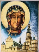 Matka Boska Częstochowska+klasztor makatka kilim dywan n ścianę obraz tkany