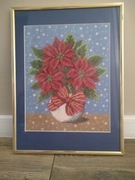 Obraz oprawiony haft krzyżykowy kwiaty