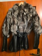 Kurtka z szarego lisa ze skórą naturalną