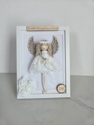 Ręcznie robiony Aniołek w ramce BOHO – piękna pamiątka Komunii / Chrztu