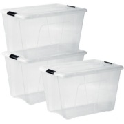 Plastikowe pudełka do przechowywania z pokrywką, 60 l, zestaw 3 szt.