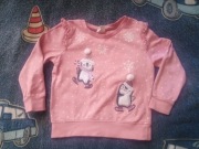 Różowa bluza dziewczęca bawełna 110 falbanka śnieżynki