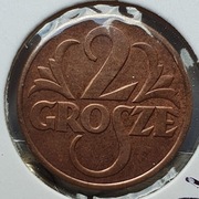 2 grosze 1938  II R.P., Piękne.