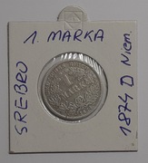 1 MARKA/ SREBRO / 1874 r. D