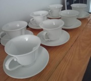 ZESTAW DO KAWY HERBATY FILIŻANKI spodkI BIAŁY serca 150 ml KOMPLET na 7 os.