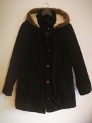CZARNA KURTKA PARKA BAWEŁNA ZIMOWA 36/38 S/M