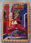 Drewniany magnes na lodówkę Hawana-restauracja-Kuba  84x59 