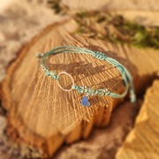 Bransoletka sznurkowa koło okrąg SREBRO 925 kamień apatyt