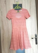 Morelowa letnia sukienka koronkowa, łezka z tyłu S 36 Amisu