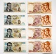 Belgia 20 i 50 franków 1964-66 P.138-139 Zestaw 8 sztuk