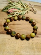 Bransoletka z jadeitu brązowego i zielonego – naturalne kamienie, unikat!