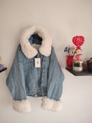 Kurteczka ocieplana damska jeansowa oversize rozmiar M/L