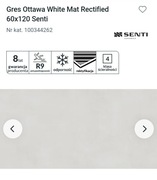 Płytki gres ottawa white mat rectified 60x120 senti