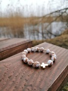 Bransoletka różaniec dziesiątka różańca kamienie naturalne howlit złoty 