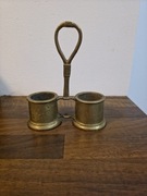 Stara mosiężna podwójna solniczka – XIX / pocz. XX w