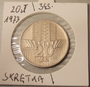 20 złotych 1973 r.  KŁOSY... Destrukt, SUPER SKRĘTKA  345 st.