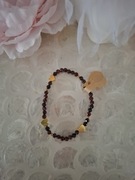 Bransoletka handmade z naturalnych kamieni hematyt granat