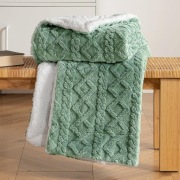 MIULEE Przytulny koc zielono-biały 130x150 cm