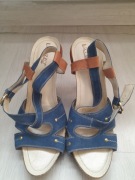 Lacuzzo design skóra skórzane sandały obcasy letnie buty 39