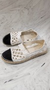 Buty damskie Baleriny Espadryle ażurowe białe czarne Vices r.39
