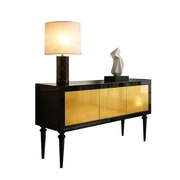 PIĘKNA DUŻA KOMODA - KONSOLA CZERŃ+ZŁOTO PŁATKOWE