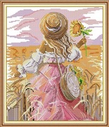 Zestaw do haftu krzyżykowego "Dziewczyna i słoneczniki"