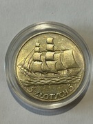 5 zł złotych 1936 Żaglowiec Kapsel