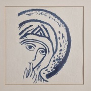 Grafika ręcznie malowana wg ikony Kiko Arguello "Madonna del Silenzio"