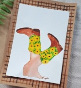 Akwarela "Kowbojki w kwiaty", obraz ręcznie malowany, A4